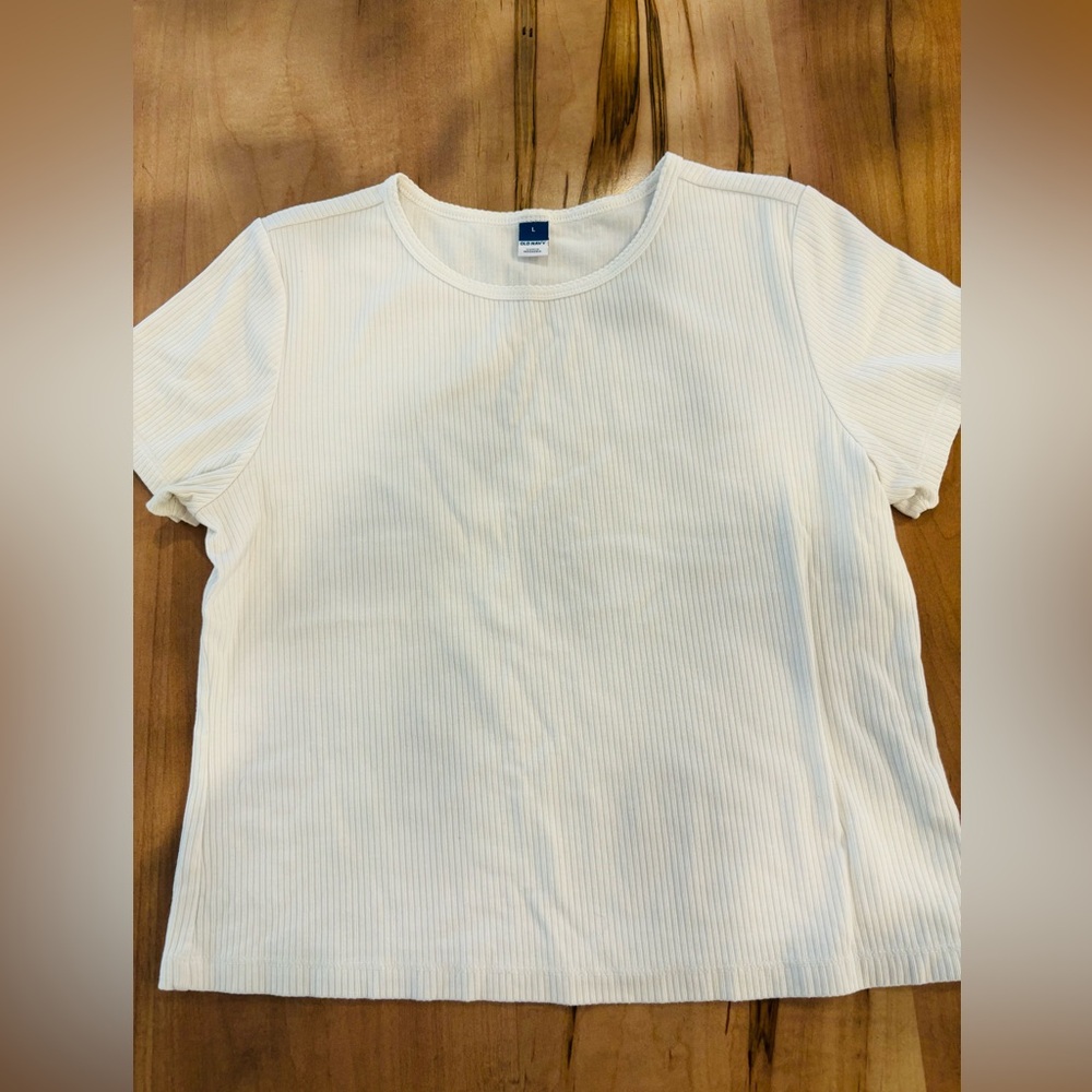 White Ribbed T-Shirt